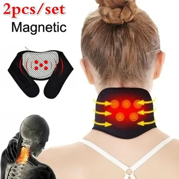 Масажор за гърба на Шийката на 2 елемента Колан за врата Магнитна Спонтанен терапия прешлени Защита на Загряване на Тялото Турмалин