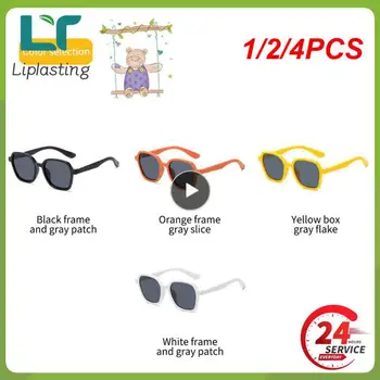 1/2 / 4ШТ Детски слънчеви очила Uv385, износоустойчиви очила в пълна рамка, реколта однотонная прозрачна и ярки дрехи, аксесоари в ретро стил