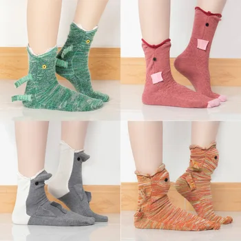 1 чифт Трикотажни топли чорапи с животни Новост Скъпа Акула Риба Крокодил Динозавър Мъже, Жени Зима Есен Забавни Чорапи Подарък