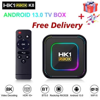 HK1 RBOX K8 android 13 IP smart телеприставка 64-битова 2K 4K UHD BT5.0 + Mali-450 2GB4GB128GB android smart tv box 2024 españa ± a tv