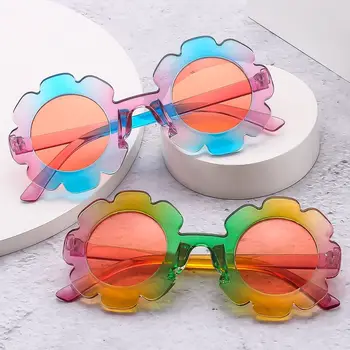 1БР Детски слънчеви очила с подсолнухом, Детски слънчеви очила с кръгла цвете, слънчеви очила за улици, Нови нюанси за дискотеки, фестивали и партита