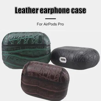 Кожен калъф с шарките на крокодилска кожа за AirPods Pro, устойчив на удари калъф за AirPods 3, защитна чанта, защитен калъф