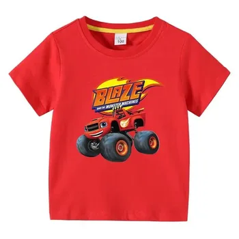 Детски дрехи от памук от 3 до 14 години, лятна тениска Hot Wheels с къс ръкав, тениски с анимационни герои за момчета, тениски с анимационни герои за малки момичета
