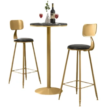 Комбинация на кръгла барного бюрото и стола на домашен балкон за почивка на открито на площада на маса и стол, на високи крака