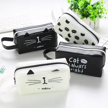 Нова Корейска чанта за моливи Cat Kingdom, студентски молив случай с анимационни котка, творчески молив случай голям капацитет