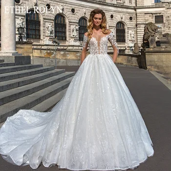 Сватбена рокля на принцеса от дантела Етел Ролин 2023, бална рокля с аппликацией от мъниста, бална рокля, сватбената рокля Vestidos De Новия