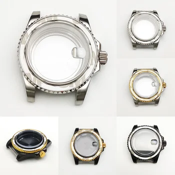 Корпус мъжки часа 40 мм, детайли от неръждаема стомана за механизъм NH35, механични части за часовник, Прозрачна долна капачка