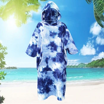 Пончо за сърфиране, кърпа, Мултифункционален халат за водни спортове с качулка, с плажна одеяло от микрофибър, сухо за сърфист, плувец