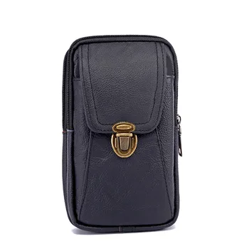 Чанта през рамо, мъжка кожена поясная чанта, поясная чанта с голям капацитет, кафяви торби през рамо, многопластова обтегач, чанта за мобилен телефон, чанта за задника