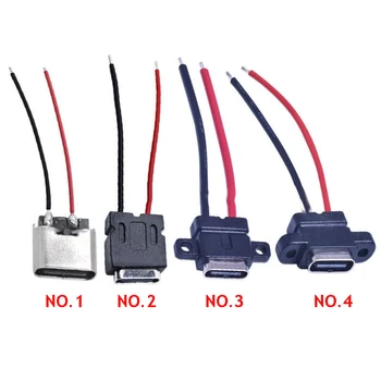 USB конектор 3.1 Type-C 2Pin SMD SMT Заваръчен тел, водоустойчив изход, Гуменият пръстен, порт за бързо зареждане с висок ток