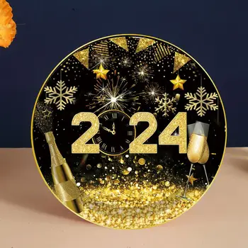 Честита Нова Година, посуда и прибори за Еднократна употреба, Както и Хартиени Чинии, Чаши, Салфетки, Покривка, Честване на Нова Година, за Украса на парти 2024