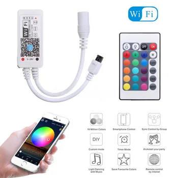 3528 smd 5050 МИНИ WIFI RGB LED / RGBW контролер ленти Музикален контролер от Amazon и Google Домашен телефон WIFI контролер за ленти на светлина