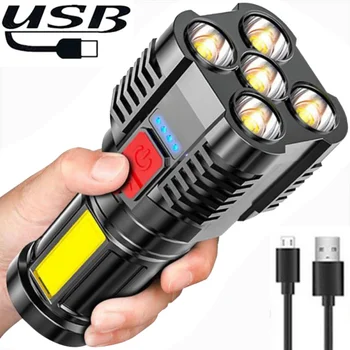 5 led Фенерче Водоустойчив ABS прожектор USB индикатор акумулаторна батерия COB прожектор 4 режима на осветление за употреба на открито