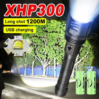 Супер ярък XHP300 Мощен фенер Армейски тактически фенер с Usb зареждане Полицай фенерче, Акумулаторна батерия Led фенер XHP70
