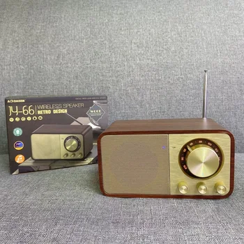 Ретро дървена Bluetooth-високоговорител JY-66, стереокарта, USB антена, радиоплеер, преносима звукова система Bluetooth за улични танци на открито