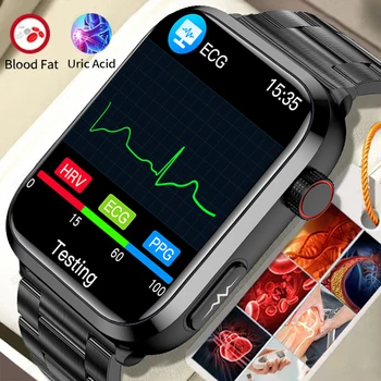 Новите смарт часовници за измерване на съдържанието на мазнини в кръвта, ЕКГ, кръвна захар, Мъжки Спортни Тракери, Термометър за измерване на кръвното налягане, Часовници за здравето, умни часовници с Bluetooth-разговори