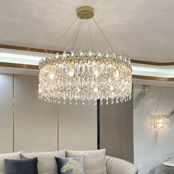 Модерна луксозна кристален полилей за спални, отлична творческа атмосфера на лукс в къщата, led украса за всекидневната, полилей