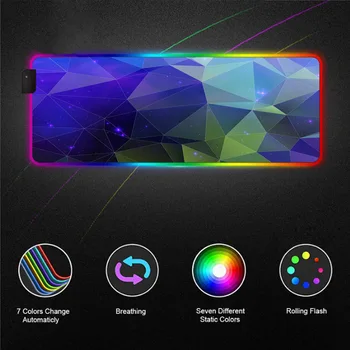 Триъгълни Абстрактен Голям RGB Подложка За мишка С Led Подсветка Геймърска Подложка за Мишка Настолен Мат с подсветка, USB Mause Mat 40X90 / 30X35 СМ