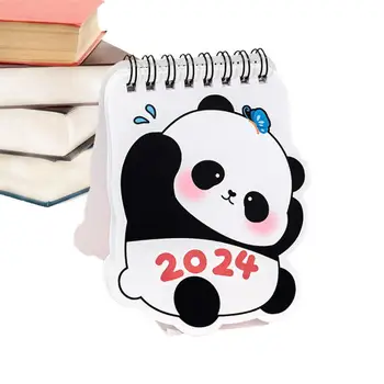Малък настолен календар за 18 месеца От юни 2023 до декември 2024 Малко календар, преносим планер с красиви пандите, дневник за организиране на ежедневника