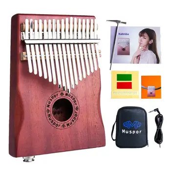 17-ключ еквалайзер Kalimba от махагон Професионално електрическо пиано за палеца с чанта и аудиокабелем
