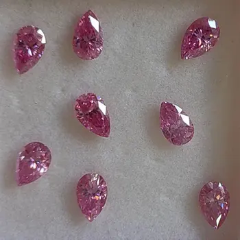 Продажба на 5x7 ~ 10x14mm 5A Розов Цвят Sic Материал Муассаниты Камък Круша Блестящи Диаманти Разкъсване Форма Губим Синтетични Скъпоценни Камъни За Бижута