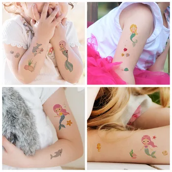 10шт Временна татуировка с образа на Русалки от картун Водоустойчив модни фалшива татуировка за момичета Боди-арт за деца Детски подаръци, играчки