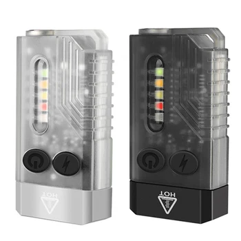 V10 Мини EDC Прожектори, USB Type-C Зареждане на Силна Светлина от Фенерче IPX4 Водоустойчив Магнитен Сигнал с Червена Светлина и SOS за употреба на Открито