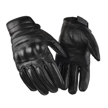 Ръкавици за каране на мотоциклет, изцяло от кожа със сензорен екран, външен защитен пояс за офроуд, перфорирана и дишаща all finge