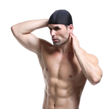 Плувни шапки свободно размер за мъже и жени, еластична найлон защита на ушите, шапка за басейна с дълга коса, тънки шапки за плуване