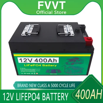Батерия 12V LiFePO4 400Ah 300Ah Вграден BMS Литиево-Желязо-Фосфатный Батерия 5000 Цикъла За Кемперов RV Golf Cart За Съхранение на Слънчева Енергия