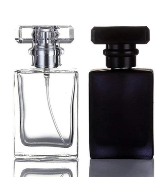 30 мл Стъклен Флакон с Парфюм Спрей Прозрачен Черен Флакон-спрей Crystal Квадратна форма, Празни бутилки за еднократна употреба