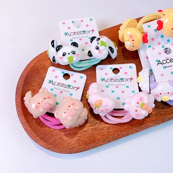 Сладка дъвка за коса с изображение на анимационни патица, Панди и коте за момичета, детски аксесоари за коса