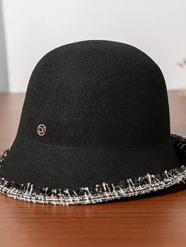 2023 Новата есенно-зимна вълна фетровая шапка, френски цилиндър, британска модна шапка рибар за почивка, шапка-купа