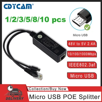Cdycam Gigabit PoE Splitter Micro USB IEEE 802.3 af 10/100/1000 Mbit/с Захранване по Ethernet IP камери и Raspberry PI от 48 до 5
