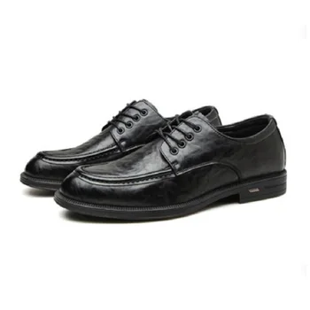 Мъжки сватбени бизнес мъжки ежедневни обувки на плоска подметка от естествена телешка кожа, луксозни оксфордские обувки за мъже, обувки на платформа D2H24