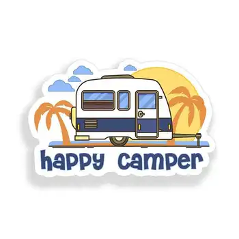 Творчески 13 см X 8,3 см за Happy Camper Забавни автомобилни стикери броня на колата RV Прекрасен стикер JDM Винил аксесоари за автомобили Карикатура