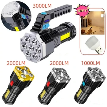 4-7 преносими led прожектори, USB Акумулаторни водоустойчив ръчни фенери COB Led светлини за нощуване на открито туризъм
