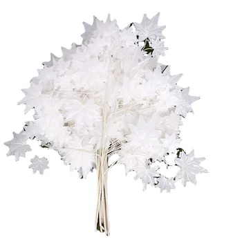 12шт изкуствени бели копринени кленов листа за домашен декор на сватбени партита, Пъстри ярки Есенни листа от изкуствени цветя