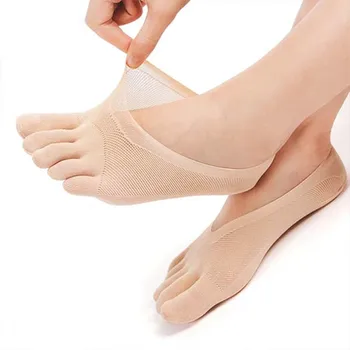 Дамски летни чорапи с пет пръста, Тънки ортопедични компресия чорапи с невидими пръсти, дишащи нескользящие чорапи с пет пръста.