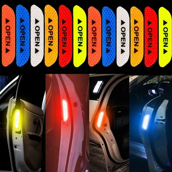 Светлоотразителни предупредителни стикери на вратата на колата, етикети за сигурност на автомобила, светлоотразителни ленти за купето на автомобила, автомобилни части, интериор и екстериор 4ШТ
