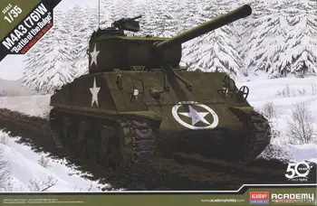 Academy 13500 1/35 US M4A3 Sherman (76) W Комплект модели от среден танк Battle of Bulge