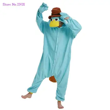 Мъжка пижама за възрастни, Костюм Чудовище за cosplay, Пижама с животни Onsie (костюм XXL 180-200 см), Дамски пижами Perry the Platypus Kigurumi