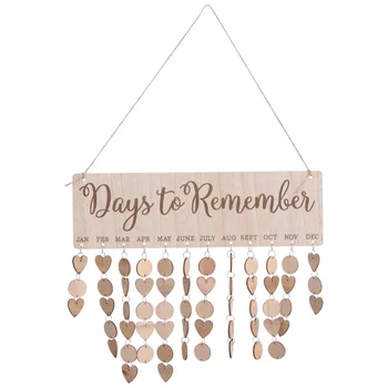 Календар-напомняне за рожден ден на семейството, подвесная дъска, Дървена кръгла табела във формата на сърце за важни дати, стенни рана