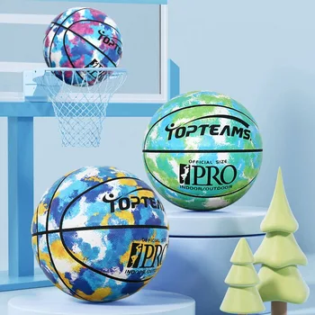 Стандартен размер, 5, Размер на 7, Баскетболна топка за деца, юноши и възрастни, цветен износоустойчива взривозащитен тренировъчен топката от полиуретан