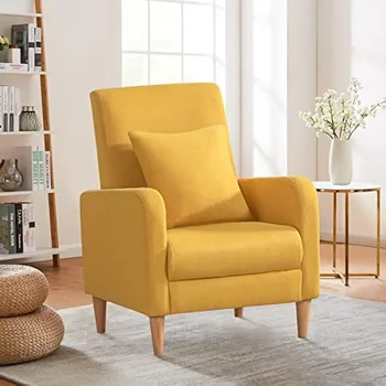 Модерен мек стол с акцент, стол, с възглавница, Текстилен приставной стол за четене в дневната, Едноспален диван със седалка за почивка