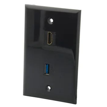 1 Банда, обикновен черен цвят, 1 HDMI Порт, 1 Порт USB 3.0, стенни плоча с жак 