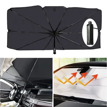 Нов автомобил чадър-козирка, Сгъваем Чадър от слънцето в предното стъкло на автомобила авариен защитен с чук, защита от uv, топлоизолация.