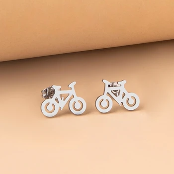 2023 Bike Вело Обеци За Жени Мода Сребърен Цвят Фитнес Спортни Обеци-Карамфил Пиърсинг На Ухото Бижута Подарък За Приятели