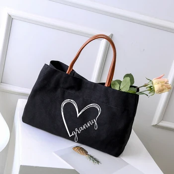 Чанта-тоут с баба принтом във формата на сърце, подарък за баби, дамски ежедневни плажна чанта, чанта за количка, чанта за памперси