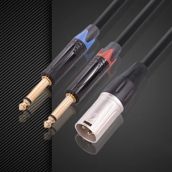 3pin XLR-Двоен аудио кабел 6,35 мм Аксесоари Съединители XLR-Двойна 6,35 мм Plug TS Plug Mono Кабел за Микрофонного Миксер Усилвател